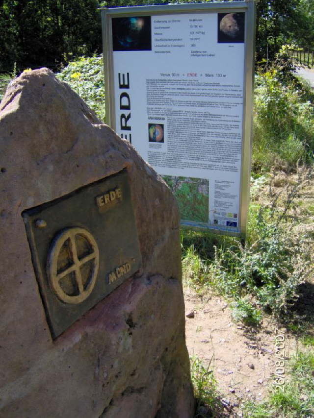 Erde mit Infotafel